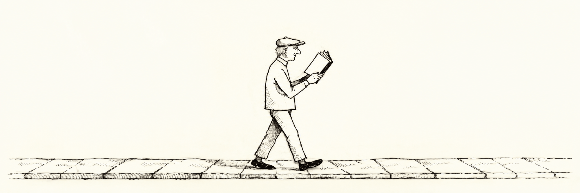 Person walking and reading